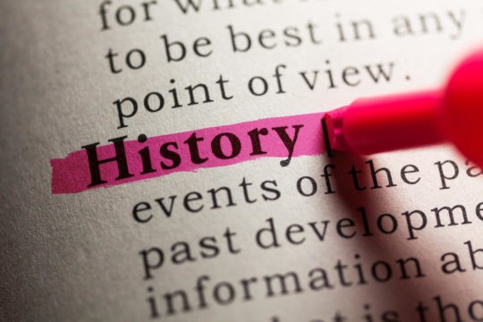 Dictionary with the word ‘History’ highlighted