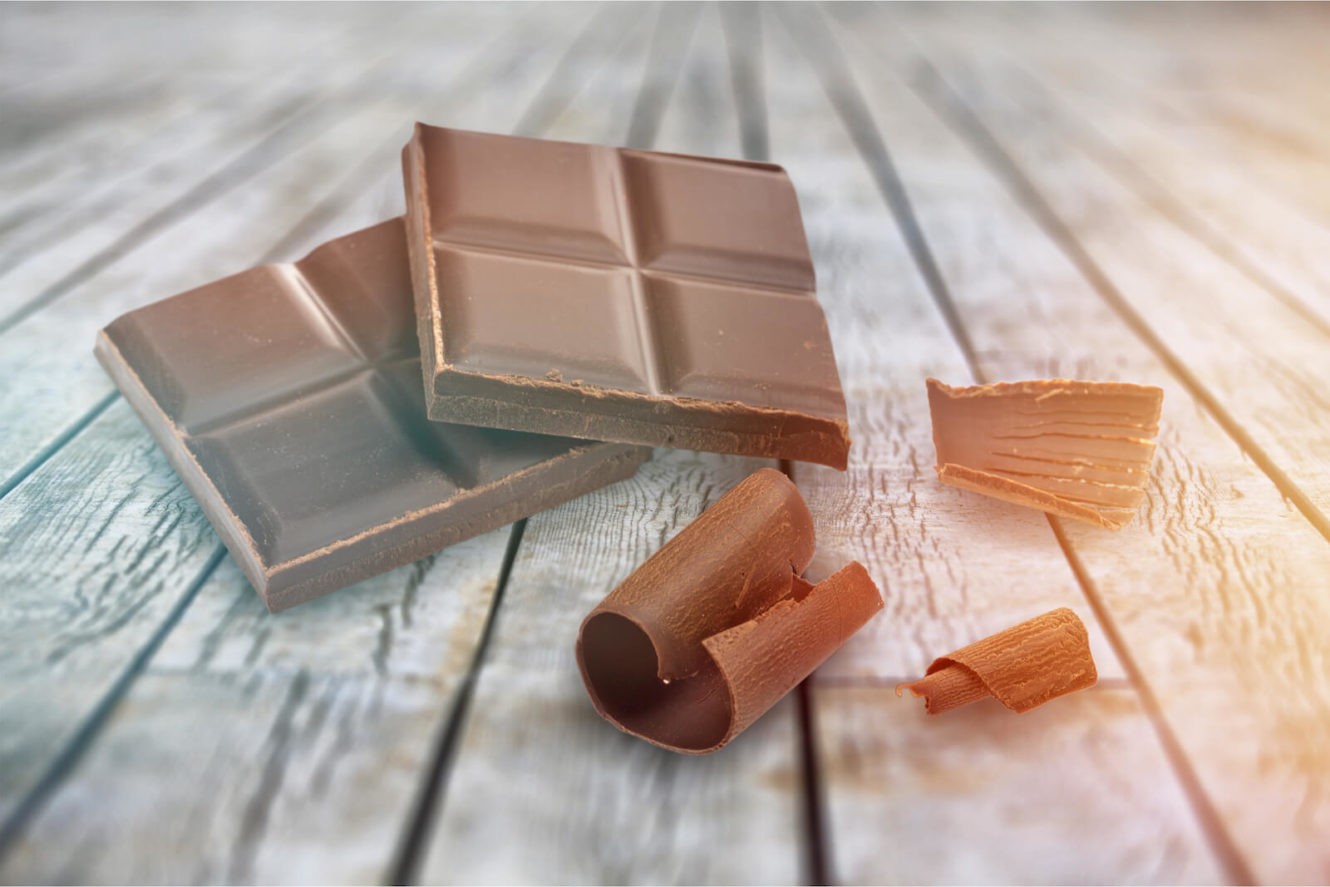 Chocolate broken apart on table